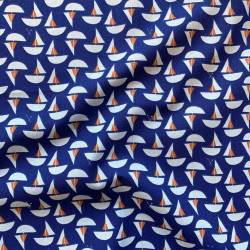 Printed Cotton MOJACA Cobalt / Orange